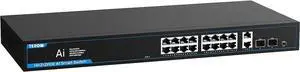 20 Port Gigabit Network Switch with 16 PoE Port & 2 Uplink & 2 SFP Slots - 802.3af/at Compliant, Plug & Play, Traffic Optimization, Quiet Fanless Design