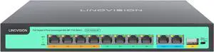 LINOVISION 8 Ports Full Gigabit PoE++ Switch, Built-in 120W Power with 4 BT 90W Ports & 4 at 30W Ports, Sufficient for All IEEE 802.3 af/at/bt Devices Including PTZ Cameras, Wireless AP, PoE Light...