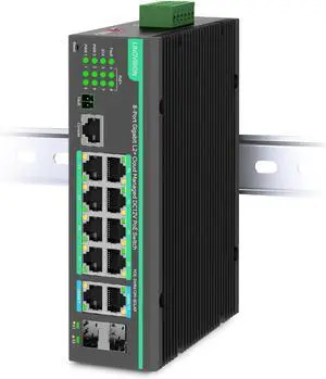 LINOVISION Industrial 12 Ports L2+ Cloud Managed PoE Switch with DC8~57V Redundant Power Input, Full Gigabit Solar PoE Switch, 12V PoE Switch with Relay Alarm, IEEE802.3af/at, Total PoE Budget 240W