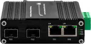 2-Port Gigabit Ethernet Switch with Dual SFP Ports - Industrial-Grade Unmanaged Switch, 12~48VDC Redundant Power, DIN-Rail or Wall Mount, Rugged Metal Design