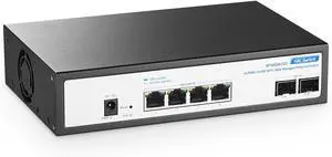 YuLinca 6 Port 10Gbps Managed Switch, 4 x 10G RJ-45 Ports with 2 x 10G SFP+ Slots, Support 10G/5G/2.5G/1000M Auto-Negotiation, Smart Web Managed Gaming Switch