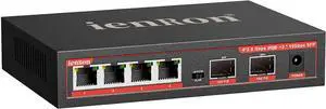 4 Ports 2.5Gb PoE Switch with 2-Port 10Gb SFP+ Ethernet, 6*2.5G POE +2*10G SFP Switches, 65W Fanless Metal IEEE802.3af/at Wall Mountable for IP Cameras/ AP/NAS/Security System for Home/Office