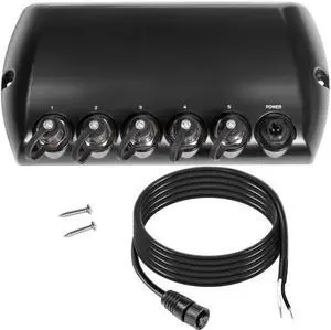408450-1 5 Port Ethernet Switch, Replacement for Humminbird AS ETH 5PXG Network Switch Hub Waterproof for All Helix 7/8/9/10/12/15, G4N, G3N, G2N, APEX, SOLIX, Onix, ION Models, Black
