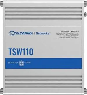 Teltonika TSW110000010 Model TSW110 Industrial L2 Unmanaged Switch, 10/100/1000 Mbps Ethernet Ports, Aluminum Housing, 10 Gbps Bandwidth