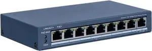 DS-3E1309P-EI/M HIK 8 Port Fast Ethernet Smart PoE Switch with 8X 10/100Mbps PoE Ports & 1X Gigabit RJ45 Port, 60W PoE Power Budget, Plug & Play, Sturdy Metal, Fanless(OEM No Logo)