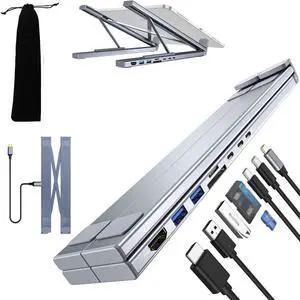 8-In-1 Usb-C Laptop Stand, Civilizek 8-In-1 USB-C Laptop Stand, Upliftjoys Laptop Stand, Laptop Stand Extension Tool, with 4K Hdmi, 4 USB 3.0, Pd, Foldable Computer Stand, for Laptops,Tablets (8 in 1)