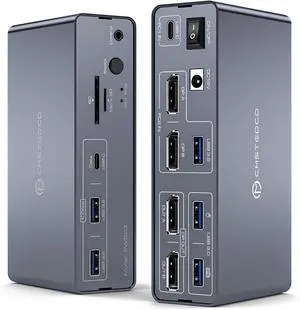 KVM Docking Station 4K120Hz Displayport USB C KVM Switch 2 Monitors 2 Computers 13-in-1 for Laptop & Desktop 10Gbps USBC + USBA 3.2 Date 5Gbps USB 3.0 Date and SD/microSD Card Slots