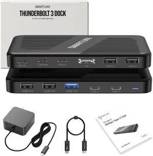 Thunderbolt 3 Dock Dual Monitor USB-C - 11 Ports 40Gbps Docking Station, PD 100W, 60W Charging - 8K/4K Displays Compatible with Windows 10/11, Mac OS 10.2 & Above, Dell, HP, Lenovo Laptops