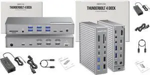 Thunderbolt 4 Docking Station Bundle - Dual 20-Port Docks with DisplayLink MST, 40Gbps Speed, 90W Charging, Single & Multi 8K/4K Display Support - Compatible with MacBook, Windows 10/11, Dell, HP, Len