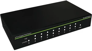 W Box 0E-9P8POEGIG 9 Port PoE Switch, 8 Port PoE + 1 Port Uplink, Plug and Play, 130W PoE Budget, 18 Gbps Switching Capacity, LED Indicator, 100-240 VAC W Box 0E-9P8POEGIG 9 Port PoE Switch, 8 Port PoE + 1 Port Uplink, Plug and Play, 130W PoE Budget, 18 Gbps Switching Capacity, LED Indicator, 100-240 VAC