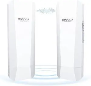 2-Pack 900Mbps Wireless Bridges, 5.8G Outdoor CPE Point to Point 3-5KM Long Range Access with 14DBi High Gain Antenna,2 RJ45 LAN Ethernet Port,24V PoE Power, IP65 Waterproof WiFi Bridge Set