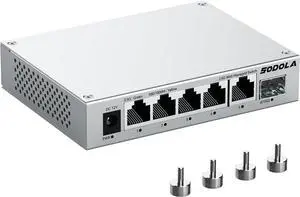 5 Port 2.5Gb Switch Managed, 5X 2.5G Base-T Ports, 1x 10G SFP+,Aluminum Alloy Cooling & Magnetic Mounting - LACP/QoS/VLAN/IGMP Web 2.5G Network Switch for Homelab