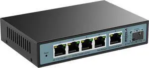 6 Port 2.5G Web Managed Switch,1 10G SFP Slot&5 x 2.5G Base-T Ports,Static Aggregation/QoS/VLAN/IGMP, Metal Fanless Smart Multi-Gigabit Network Switch