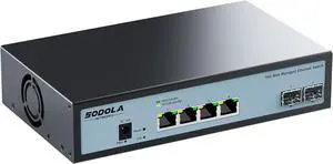 6 Port 10G Easy Web Managed Switch,4X 10G RJ45 + 2X 10G SFP+ Ports - Link Aggregation, QoS,VLAN,IGMP, 10G Switch for Network Management