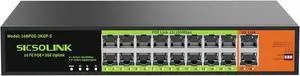 POE Switch with 16 Port POE + 2 Gigabit Uplink,802.3af/at PoE+ 100Mbps, 250W Built-in Power,Unmanaged, Extend to 250M for PC Network, AP, IP Phone.