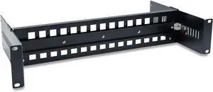 19 Inches Din Rail Rack Mount Adjustable Bracket 2U Height for Media Converter, Ethernet Switch, Industrial PoE Switch,Power Supplies Server Racks and Cabinet (Black)