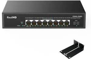8 Port 2.5G Gigabit PoE Web Managed Switch with 10G SFP, IEEE 802.3af/at PoE 135W, Support WiFi6 AP, NAS, PoE Camera NVR