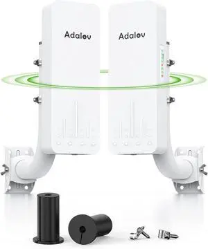 CPE661 Gigabit Wireless Bridge with Mounts, Dual Bridges Broadcast WiFi, 3KM 5.8GHz Outdoor Point to Point/Multi-Point WiFi Extender, Long Range Network Extend for Starlink, Farm, Garage, Barn, Shop