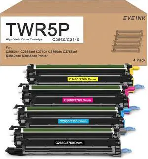 TWR5P S3840 S3845 C2660 Drum Unit Replacement for TWR5P Drum Cartridge 331-8434 lmaging Unit Compatible with Dell C2660dn C2665dnf C3760n C3760dn C3765dnf S3840cdn S3845cdn Series Printer(4-Pack)