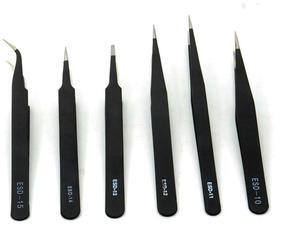 FOR 6pcs/lot Anti-static Stainless Steel Tweezers Maintenance Tool Kits Flat Head Precision Electronic Components Repair Tool Sets