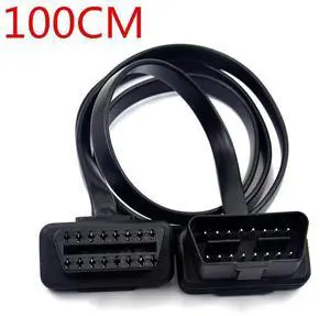 FOR 30/60/100CM Flat+Thin As Noodle 16 Pin Socket OBD OBDII OBD2 16Pin Male To Female Car Extension Cable Connector