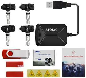 FOR with 4 External Sensors 116 psi Monitoring Alarm System 5V USB TPMS Car Tire Pressure Monitor