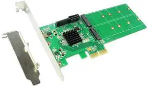 2 ports SATA 6Gbps + Dual B key M.2 slot PCI-e Card SATA 3.0 NGFF SSD + HDD Expansion Card Adapter Support win10