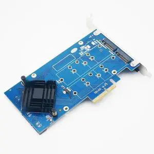 PCIe x4 to 2 PORTS SATA 3.0 + B key NGFF(m.2) RAID Card HyperDuo SATA port multiplier 88SE9230 SATA3.0 WIN10 Expanding heat sink