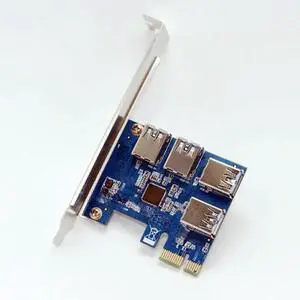 PCI-e Express 1X To 4 Port PCIE 16X Multiplier HUB Riser Adapter Card w/1.96ft USB 3.0 Cable