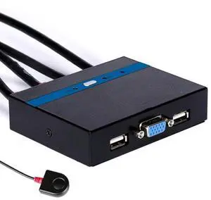 4 Port Auto Smart USB VGA KVM Switch with Wired Remote Extension Switcher Panel High Resolution PC Selector key 481KL