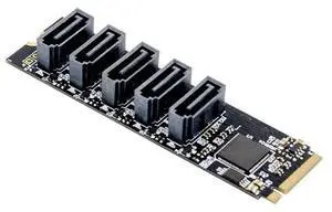 PCIe X2 M.2 Key M to 5-Port SATA 3.0 adapter Card NGFF NVME M.2 m Key to sata3.0 Converter Card JMB585 chipset 6Gbps SATA3