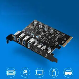 High-speed 20Gbps PCIE X4 to USB 3.2 Expansion Card - 4 Type-A and 4 Type-C USB Ports