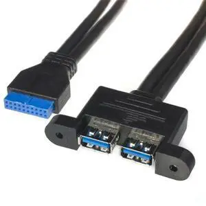 FOR 2 Port USB 3.0 Female Screw Mount Type to Motherboard 20pin Header Cable FOR 2 Port USB 3.0 Female Screw Mount Type to Motherboard 20pin Header Cable