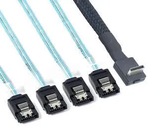 FOR PCIe PCI-Express SFF-8611 4i 42P male 90 degree to 4X SATA 7P female straight SSD Data Cable FOR PCIe PCI-Express SFF-8611 4i 42P male 90 degree to 4X SATA 7P female straight SSD Data Cable