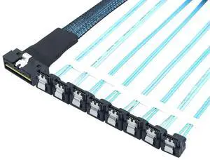 FOR PCI-E SAS 4.0 LP Low profile SFF-8654 8i 74pin to 8X SATA 7Pin 90 degree Server Cable FOR PCI-E SAS 4.0 LP Low profile SFF-8654 8i 74pin to 8X SATA 7Pin 90 degree Server Cable