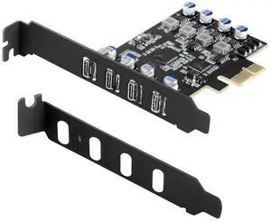 FOR PCI-E x1 To USB 3.0 Expansion Card 4 Ports Type-C Adapter 5Gbps High Speed FOR PCI-E x1 To USB 3.0 Expansion Card 4 Ports Type-C Adapter 5Gbps High Speed