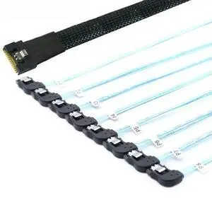 FOR Slimline4.0 SFF-8654 8i to 8 SATA Adapter Cable Full Enclosure Angled Connector and Right-Angled SATA HDD Converter Included FOR Slimline4.0 SFF-8654 8i to 8 SATA Adapter Cable Full Enclosure Angled Connector and Right-Angled SATA HDD Converter Included