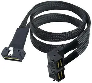 FOR PCI-E SAS 4.0 LP Low Profile SFF-8654 8i to Dual Mini SAS HD SFF-8643 Adapter Cable 90 Degree Right Angle for Server FOR PCI-E SAS 4.0 LP Low Profile SFF-8654 8i to Dual Mini SAS HD SFF-8643 Adapter Cable 90 Degree Right Angle for Server