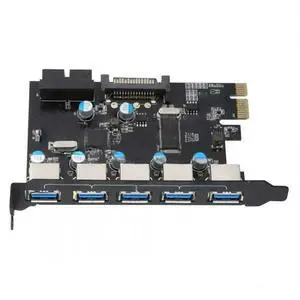 FOR PCIE To 7 ports USB3.0 hub PCI-E Expansion PCI Express Card Adapter SATA supply 4pin internal 19pin VLA chispet FOR PCIE To 7 ports USB3.0 hub PCI-E Expansion PCI Express Card Adapter SATA supply 4pin internal 19pin VLA chispet