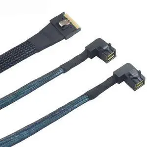 FOR SlimSAS SFF-8654 8i to Dual-Port Mini SAS HD SFF-8643 Right Angle Cable - High-Speed Server/Hard Drive Connection FOR SlimSAS SFF-8654 8i to Dual-Port Mini SAS HD SFF-8643 Right Angle Cable - High-Speed Server/Hard Drive Connection