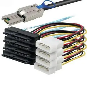 FOR MINI SAS HD SFF-8088 26P to 4 Ports SAS SFF-8482 server Adapter cable with power FOR MINI SAS HD SFF-8088 26P to 4 Ports SAS SFF-8482 server Adapter cable with power