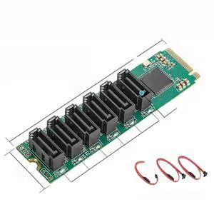 FOR M.2 (PCIe 3.0) to 6 Ports SATA III 6G SSD Adapter with 3 SATAIII Cable PCIe Gen3x2 Non- 1166 Chip FOR M.2 (PCIe 3.0) to 6 Ports SATA III 6G SSD Adapter with 3 SATAIII Cable PCIe Gen3x2 Non- 1166 Chip