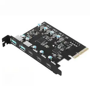 FOR PCIE X4 To USB 3.2 10Gbps Gen2 3 Port Type C Expansion Card Dual USB A + Three TypeC Adapter Converter Chip ASM3142 With VL822 FOR PCIE X4 To USB 3.2 10Gbps Gen2 3 Port Type C Expansion Card Dual USB A + Three TypeC Adapter Converter Chip ASM3142 With VL822