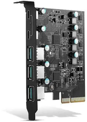 FOR PCIe X4 To USB 3.2 Card USB Gen 2 with 20Gbps 5 Port (3 USB A +2 Type C) Chip ASM3142 Converter Adapter Expansion PCIE Splitter FOR PCIe X4 To USB 3.2 Card USB Gen 2 with 20Gbps 5 Port (3 USB A +2 Type C) Chip ASM3142 Converter Adapter Expansion PCIE Splitter