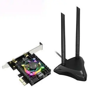FOR 3000Mbps WiFi 6 Card Adapter 5.1 Dual Band 2.4G/5G With Heatsink & RGB Fan And Antenna Base AX200 Chipset FOR 3000Mbps WiFi 6 Card Adapter 5.1 Dual Band 2.4G/5G With Heatsink & RGB Fan And Antenna Base AX200 Chipset