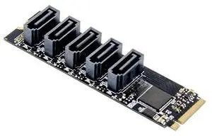 FOR PCIe X2 M.2 Key M to 5-Port SATA 3.0 adapter Card NGFF NVME M.2 m Key to sata3.0 Converter Card JMB585 chipset 6Gbps SATA3 FOR PCIe X2 M.2 Key M to 5-Port SATA 3.0 adapter Card NGFF NVME M.2 m Key to sata3.0 Converter Card JMB585 chipset 6Gbps SATA3