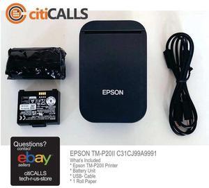 Ep,son C31CJ99A9991 TM-P20II 2" Ultra Compact Portable Receipt Printer; Bluetooth