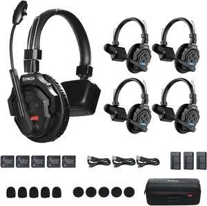 XTalk X5 Wireless Intercom Headset 2.4GHz Full Duplex Random Master Device Design for Team Communication,Movie Shoot,Live Show Stage Performance (5PCS) XTalk X5 Wireless Intercom Headset 2.4GHz Full Duplex Random Master Device Design for Team Communication,Movie Shoot,Live Show Stage Performance (5PCS)