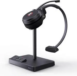 WH62 Mono UC DECT Wireless Headset 525 ft Range for Zoom Skype Certified Work Headset with 2X Noise Canceling Mic for IP Phone and Computer, Office Single On Ear Headphone,13 Talk Time