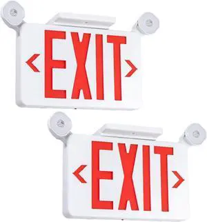 Gruenlich Red Exit Sign with Emergency Lights, 2 Adjustable LED Heads and Backup Battery, UL 924, AC 120/277V, Commercial Hardwired Exit Light for Business, 2 Pack Gruenlich Red Exit Sign with Emergency Lights, 2 Adjustable LED Heads and Backup Battery, UL 924, AC 120/277V, Commercial Hardwired Exit Light for Business, 2 Pack